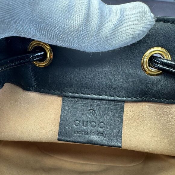 Gucci Crossbody Ophidia Web Black Suede Mini Drawstring Bucket - Picture 10 of 12